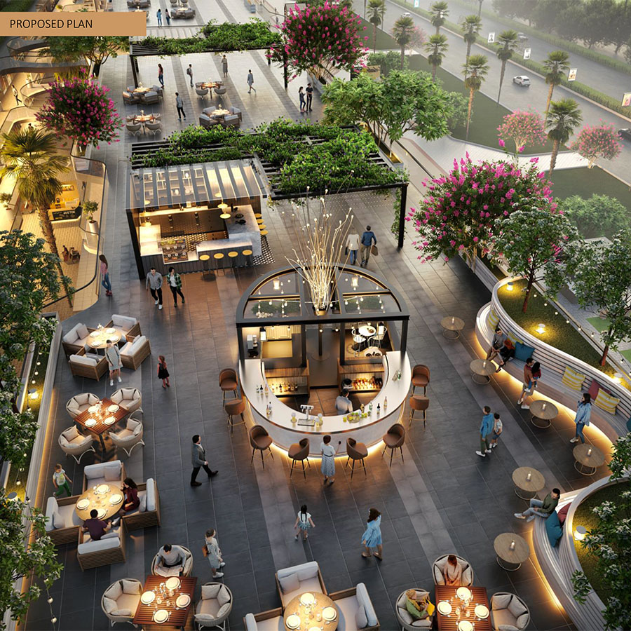 PowerPoint Presentation Wide frontage for better visibility</p>
<p>Ample parking space</p>
<p>Green landscapes & open walkways</p>
<p>Food court, entertainment zones, and more